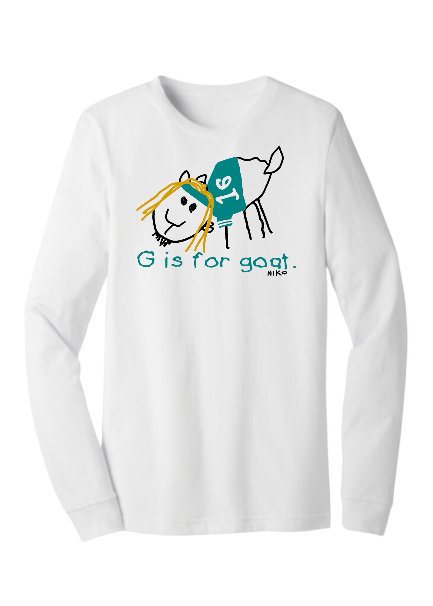 Adult Unisex Long Sleeve Tee | G IS FOR GOAT
