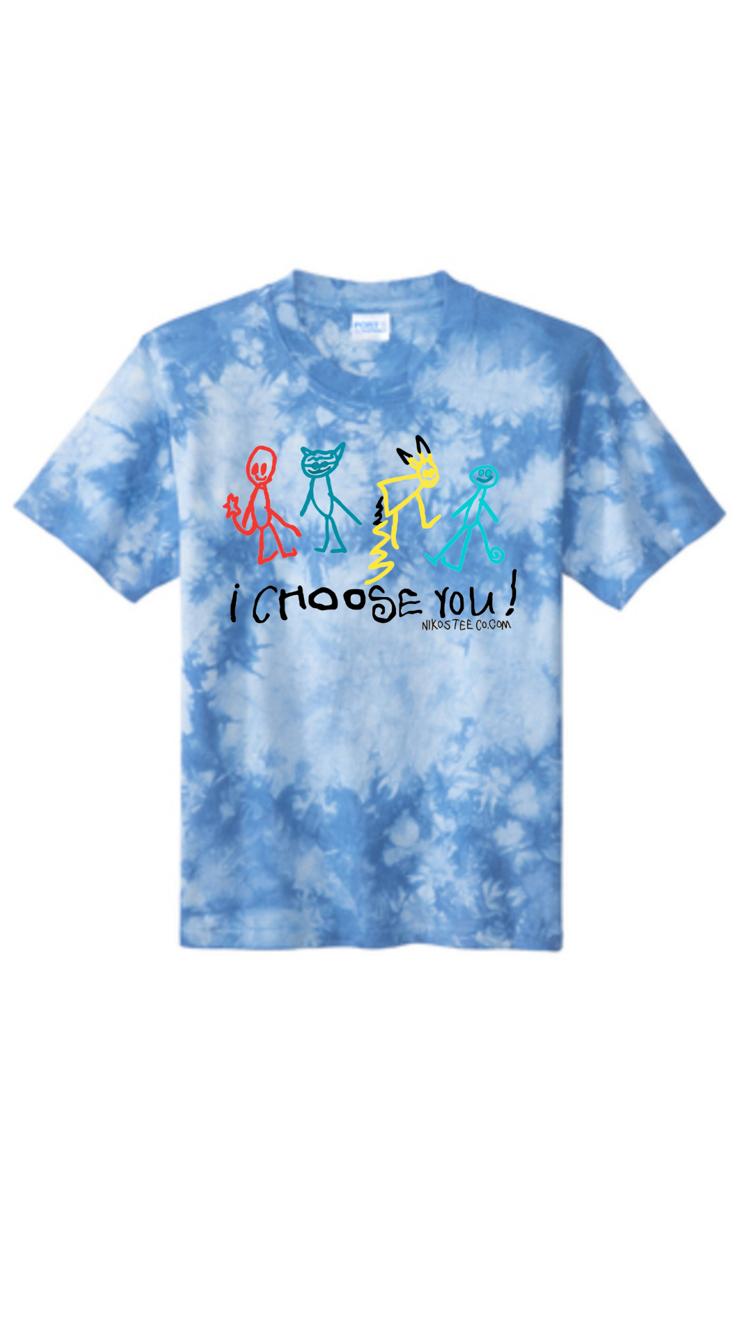 I CHOOSE YOU | Pokemon | Youth Signature Blue Tie-Dye Tee