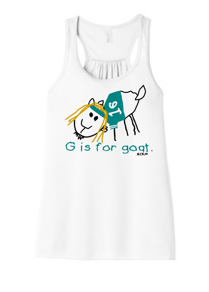 Women’s Flowy Racerback Tank | G IS FOR GOAT