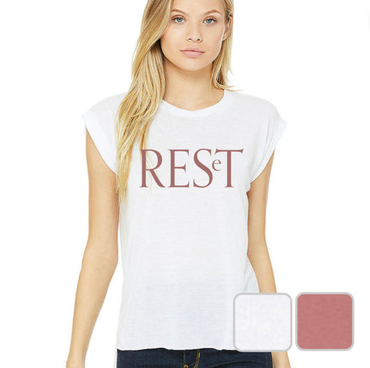 Subtle-Arts | RESeT | Womens Flowy Muscle Tee with Rolled Cuff