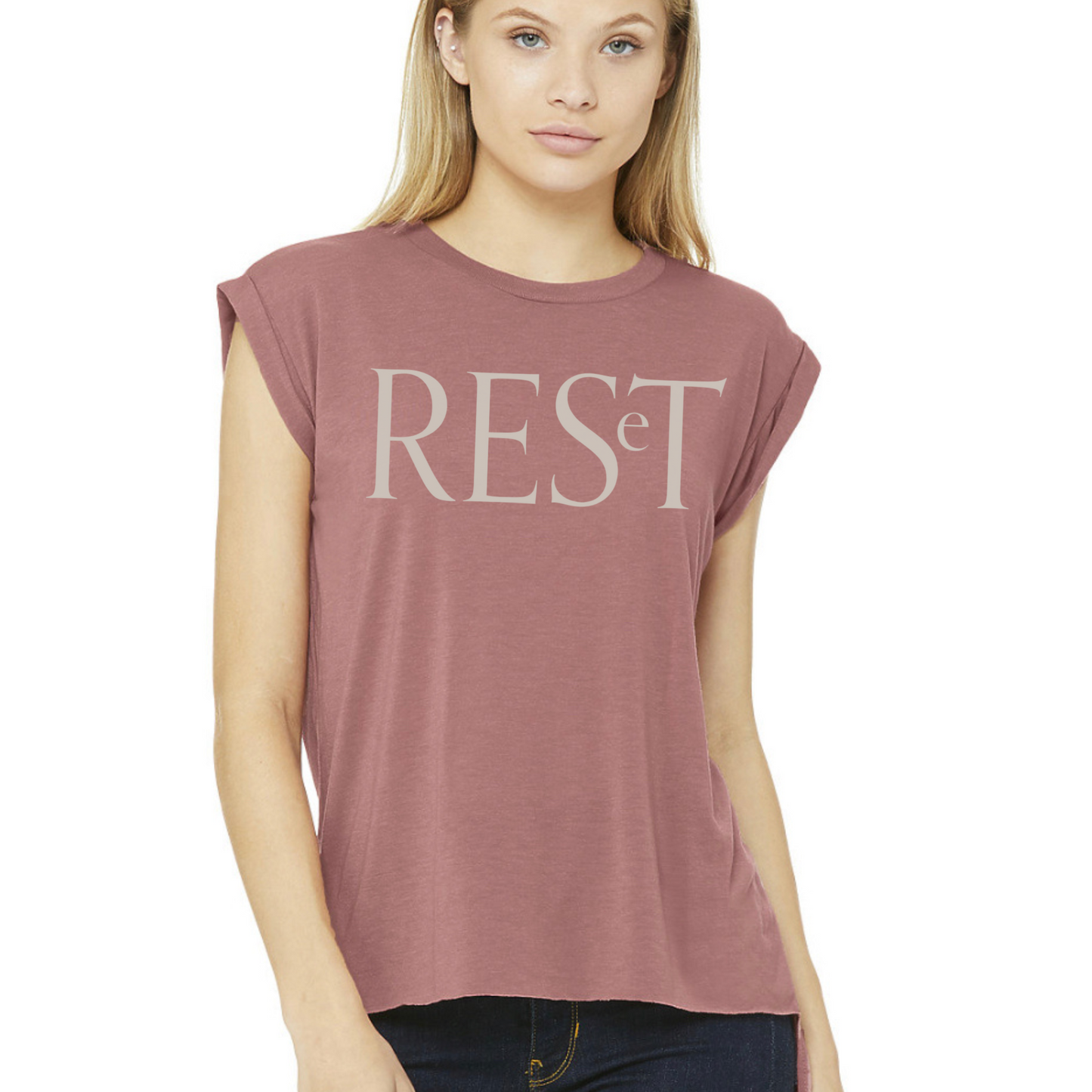 Subtle-Arts | RESeT | Womens Flowy Muscle Tee with Rolled Cuff