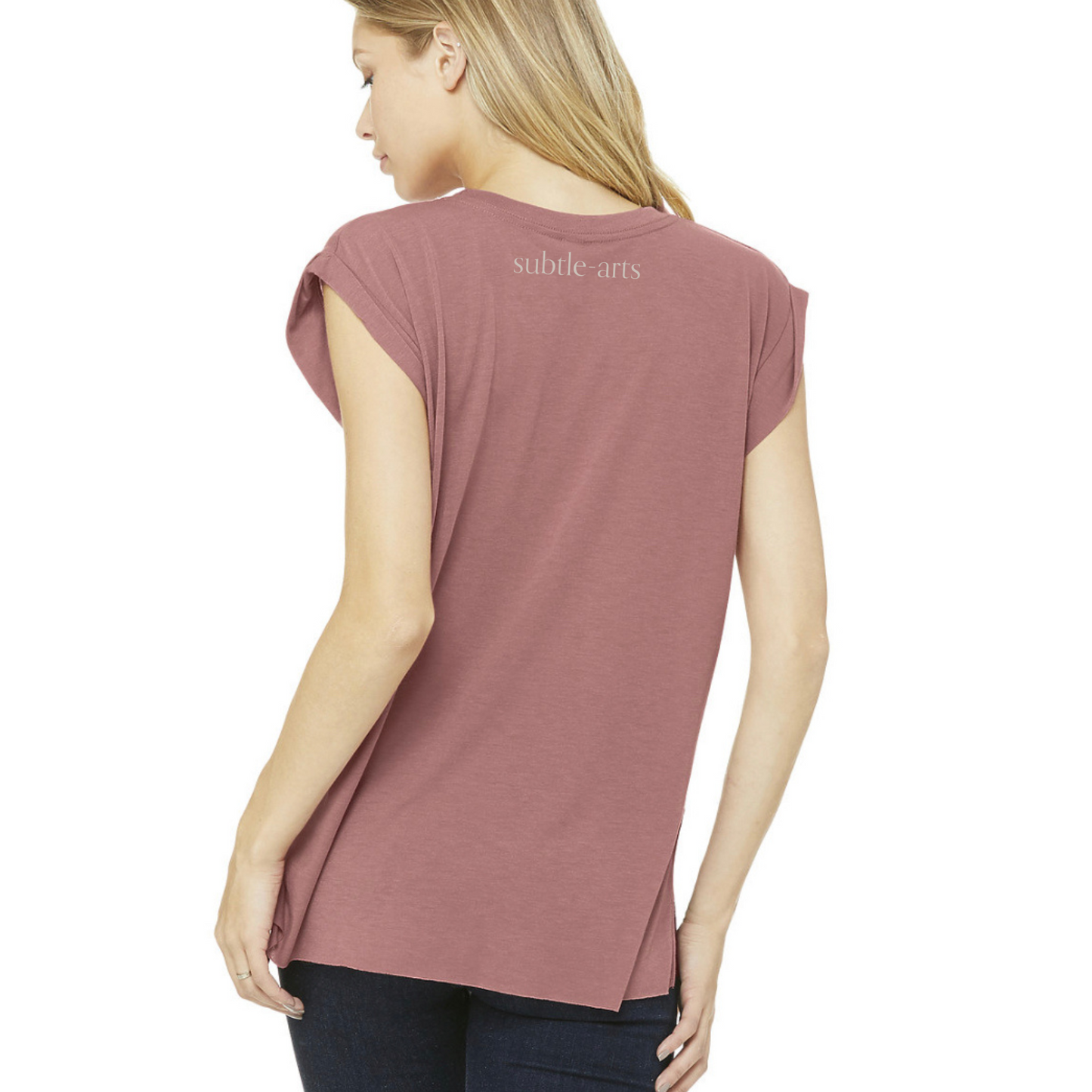 Subtle-Arts | RESeT | Womens Flowy Muscle Tee with Rolled Cuff