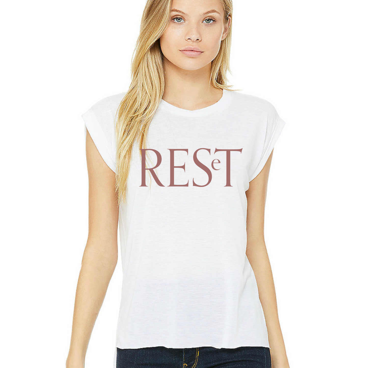 Subtle-Arts | RESeT | Womens Flowy Muscle Tee with Rolled Cuff